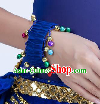 Oriental Indian Belly Dance Accessories Deep Blue Bracelets India Raks Sharki Bells Bangle for Women