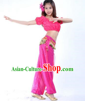 Asian Indian Belly Dance Costume Stage Performance Yoga Rosy Uniform, India Raks Sharki Dress for Women