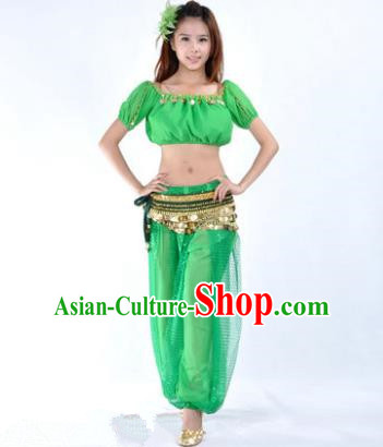 Asian Indian Belly Dance Costume Stage Performance Yoga Green Uniform, India Raks Sharki Dress for Women