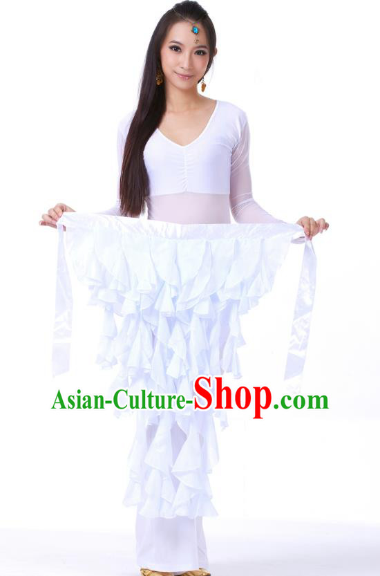Indian Traditional Belly Dance Belts White Hip Scarf Waistband India Raks Sharki Waist Accessories for Women