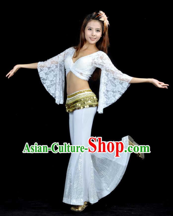 Indian Belly Dance White Lace Costume India Raks Sharki Suits Oriental Dance Clothing for Women
