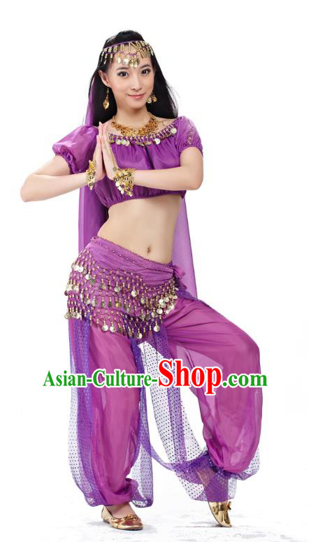 Top Indian Bollywood Belly Dance Costume Oriental Dance Purple Dress, India Raks Sharki Clothing for Women