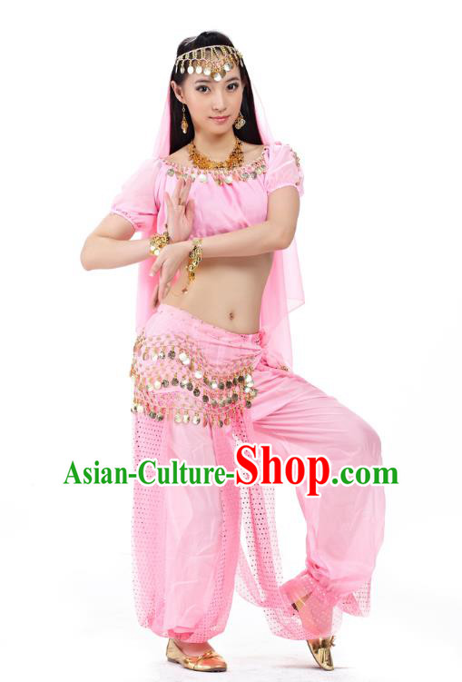 Top Indian Bollywood Belly Dance Costume Oriental Dance Pink Dress, India Raks Sharki Clothing for Women