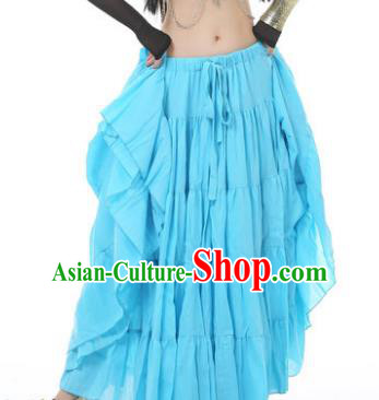 Indian Oriental Belly Dance Costume Blue Bust Skirt, India Raks Sharki Bollywood Dance Clothing for Women