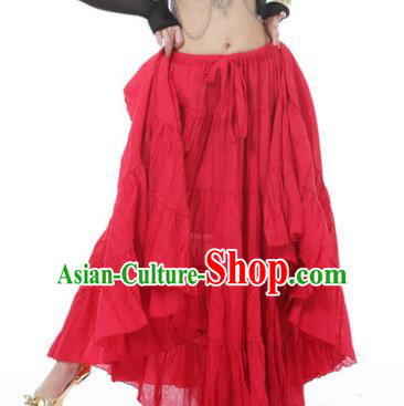 Indian Oriental Belly Dance Costume Red Bust Skirt, India Raks Sharki Bollywood Dance Clothing for Women
