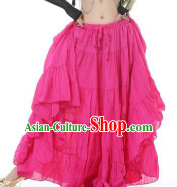Indian Oriental Belly Dance Costume Rosy Bust Skirt, India Raks Sharki Bollywood Dance Clothing for Women