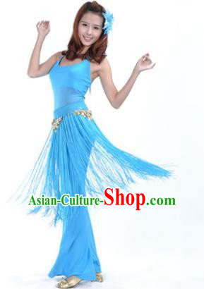 Indian Belly Dance Yoga Blue Suits, India Raks Sharki Dance Clothing for Women