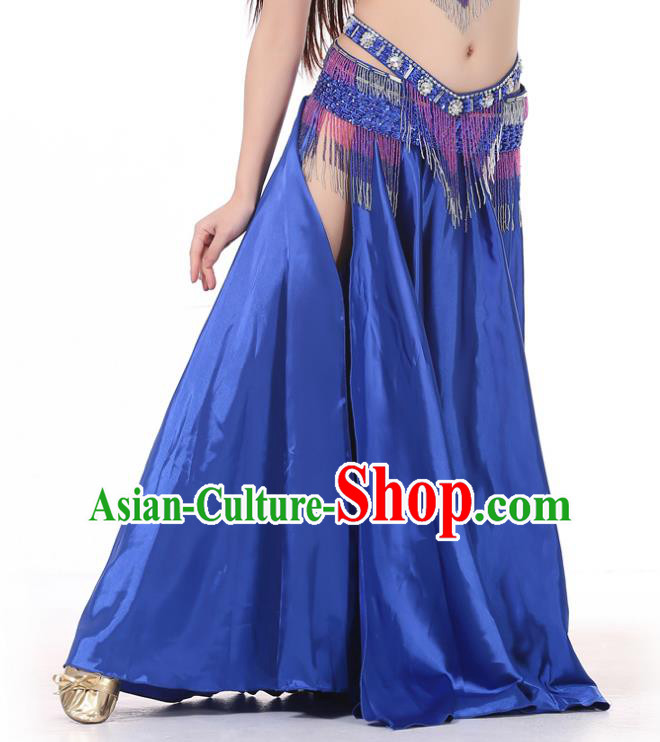 Indian Belly Dance Costume Bollywood Oriental Dance Royalblue Satin Skirt for Women