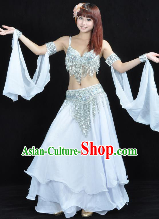 Indian Sexy Belly Dance White Dress Clothing Asian India Oriental Dance Costume for Women