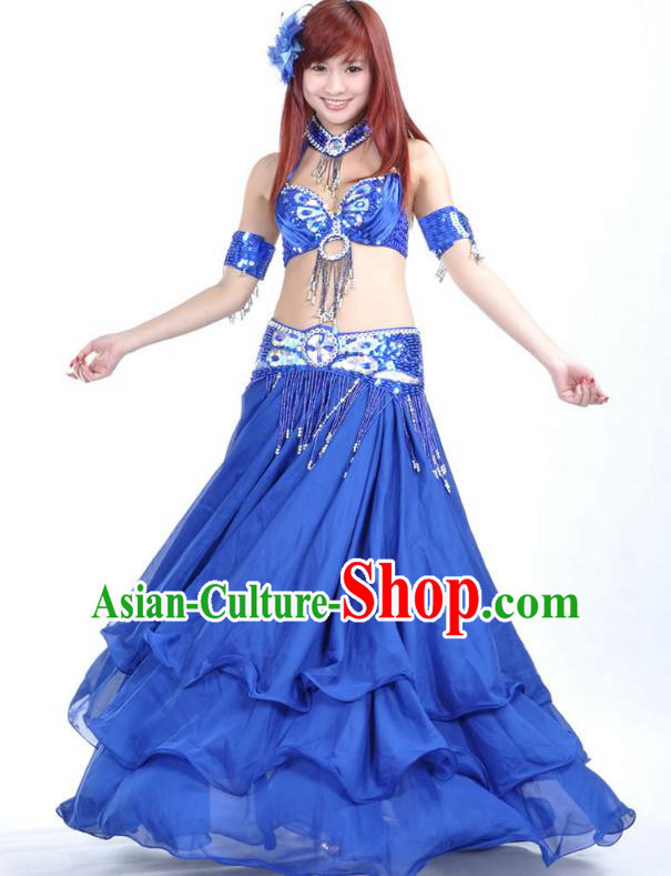 Indian Bollywood Belly Dance Royalblue Dress Clothing Asian India Oriental Dance Costume for Women