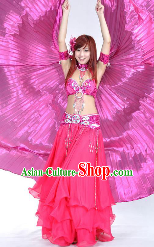 Indian Bollywood Belly Dance Rosy Dress Clothing Asian India Oriental Dance Costume for Women