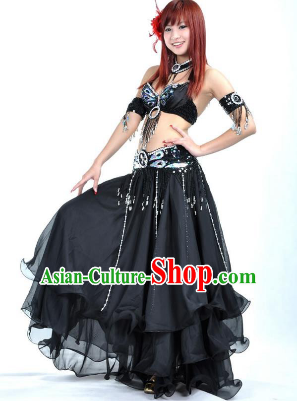 Indian Bollywood Belly Dance Black Dress Clothing Asian India Oriental Dance Costume for Women