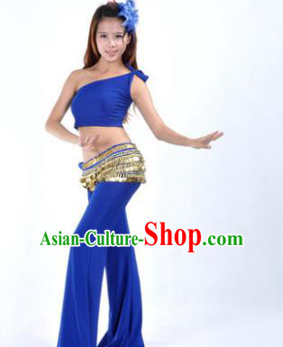 Asian Indian Belly Dance Costume India Oriental Dance Deep Blue Suits for Women