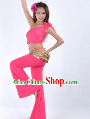 Asian Indian Belly Dance Costume India Oriental Dance Pink Suits for Women