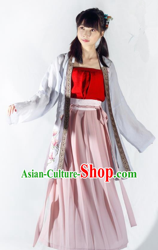 China Ancient Costume Song Dynasty Young Lady Hanfu Clothing for Women