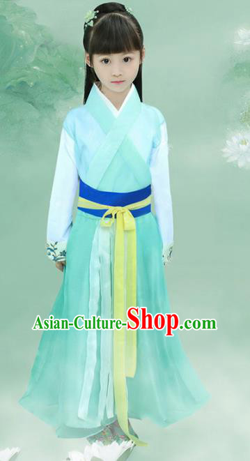Asian Chinese Ancient Swordswoman Costume Han Dynasty Young Lady Clothing for Kids