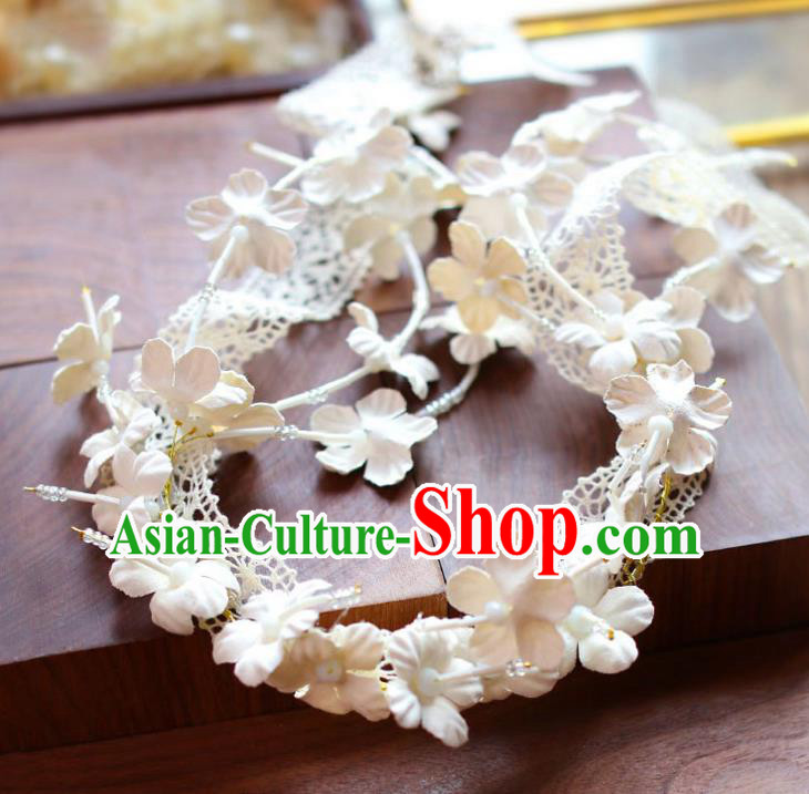 Handmade Classical Wedding Hair Accessories Bride White Flowers Hair Clasp Headband for Women