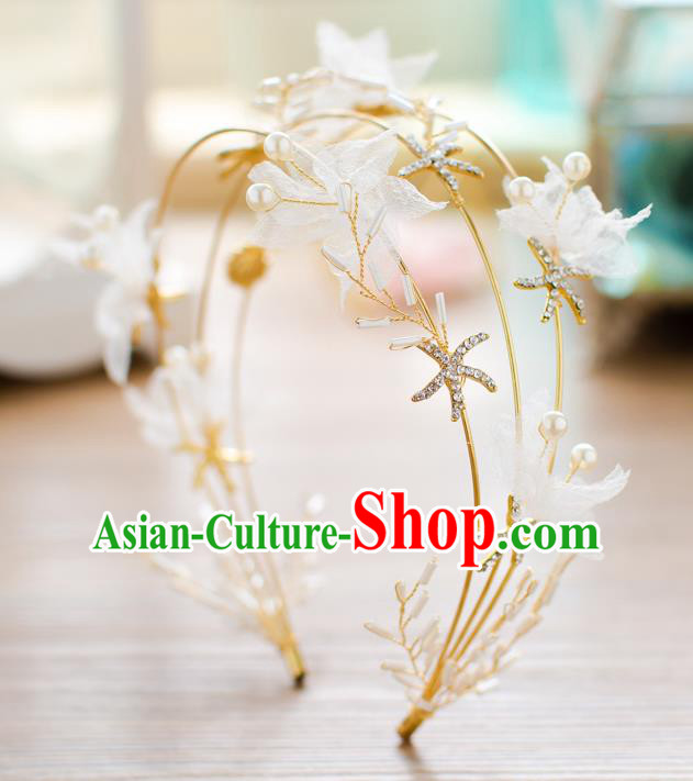 Handmade Classical Wedding Hair Accessories Bride Crystal Hair Clasp Golden Headband for Women