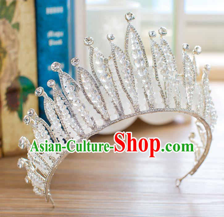 Handmade Classical Hair Accessories Baroque Crystal Beads Royal Crown Princess Hair Clasp for Women