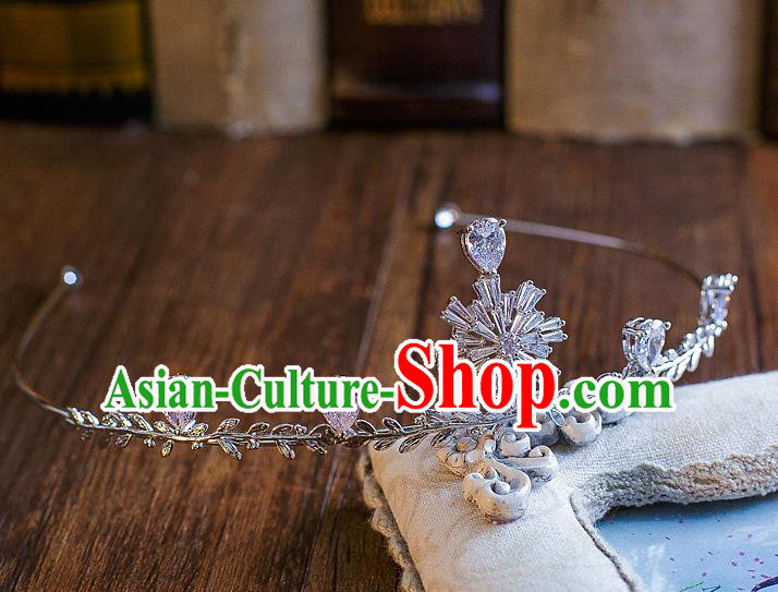 Handmade Classical Hair Accessories Bride Baroque Crystal Snowflake Royal Crown Headwear for Women
