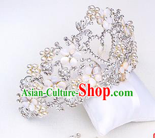 Handmade Classical Hair Accessories Baroque Luxury Crystal Pearls Royal Crown Headwear for Women