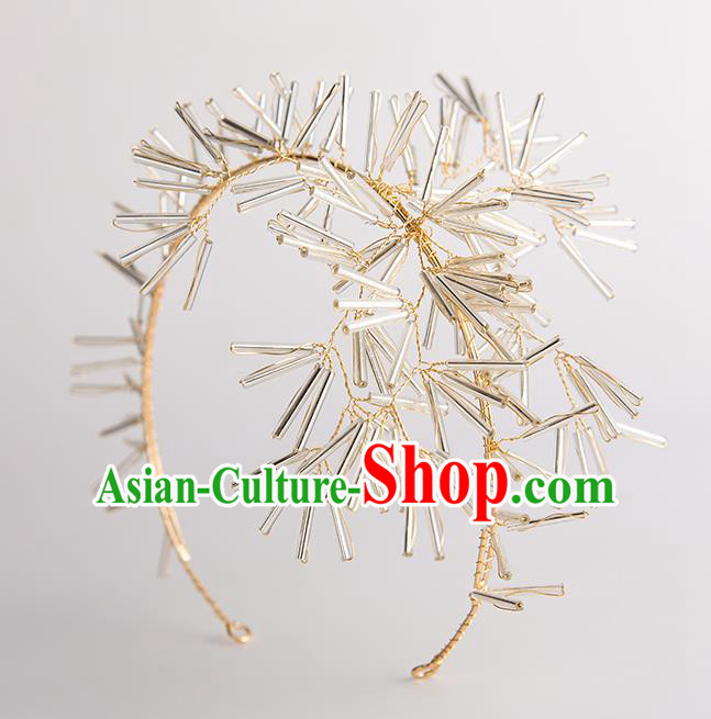 Handmade Classical Wedding Hair Accessories Bride Golden Hair Clasp Headwear for Women