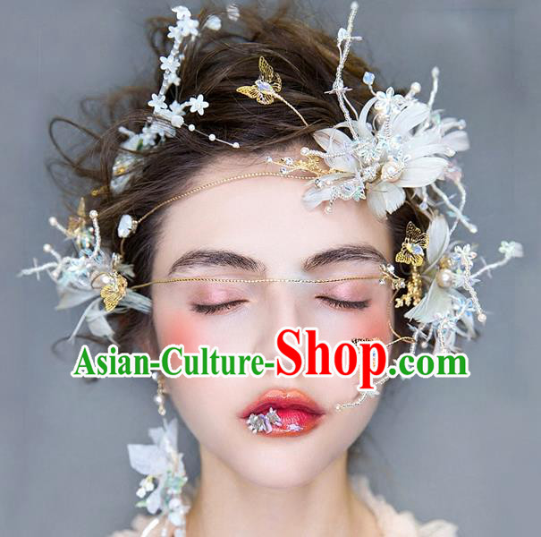 Handmade Classical Wedding Hair Accessories Bride Feather Hair Clasp Headwear for Women
