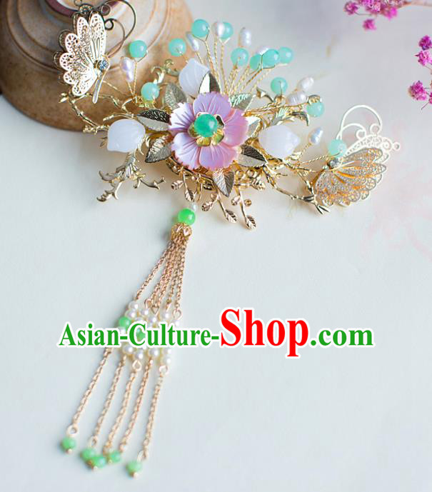 Chinese Handmade Classical Hair Accessories Wedding Butterfly Hairpins Tassel Step Shake Headwear
