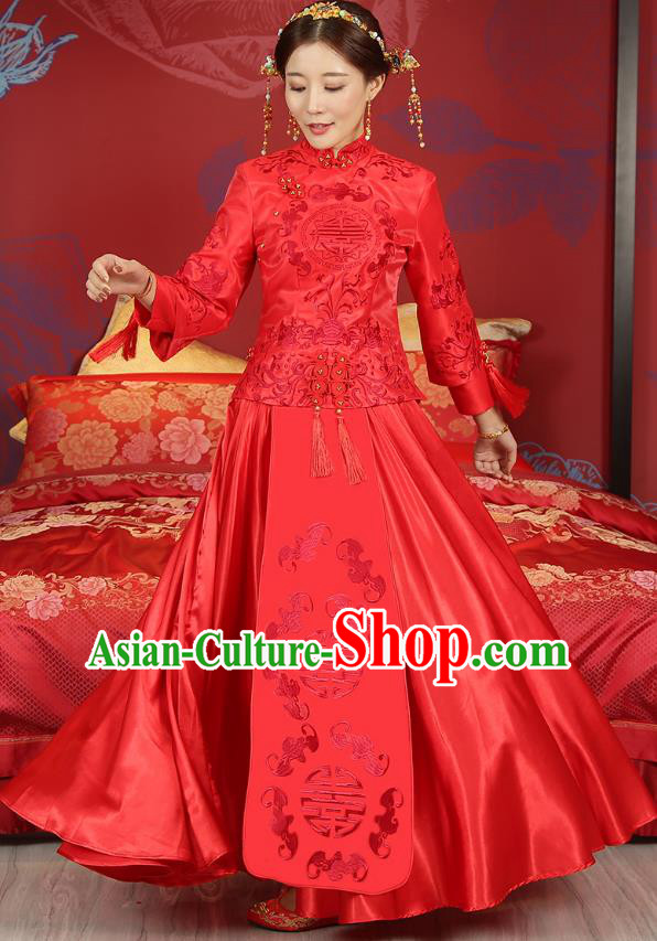 Traditional Chinese Wedding Costumes Traditional Xiuhe Suits Ancient Chinese bridal Full Dress