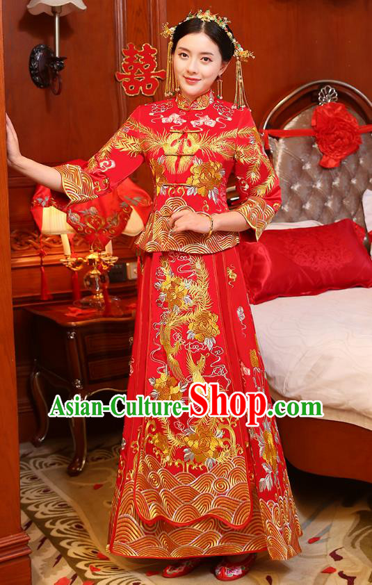 Traditional Chinese Wedding Costumes Traditional Xiuhe Suits Ancient Chinese bridal Full Dress
