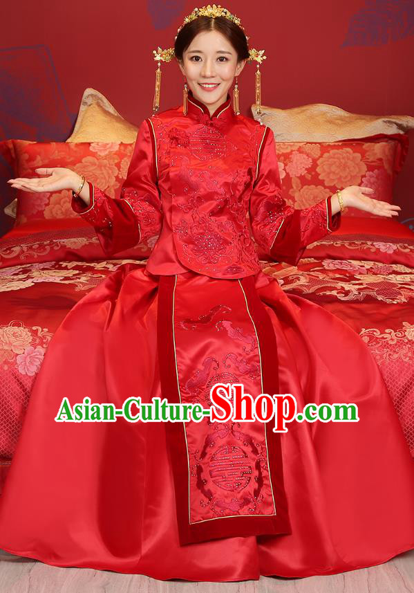 Traditional Chinese Wedding Costumes Traditional Xiuhe Suits Ancient Chinese bridal Full Dress