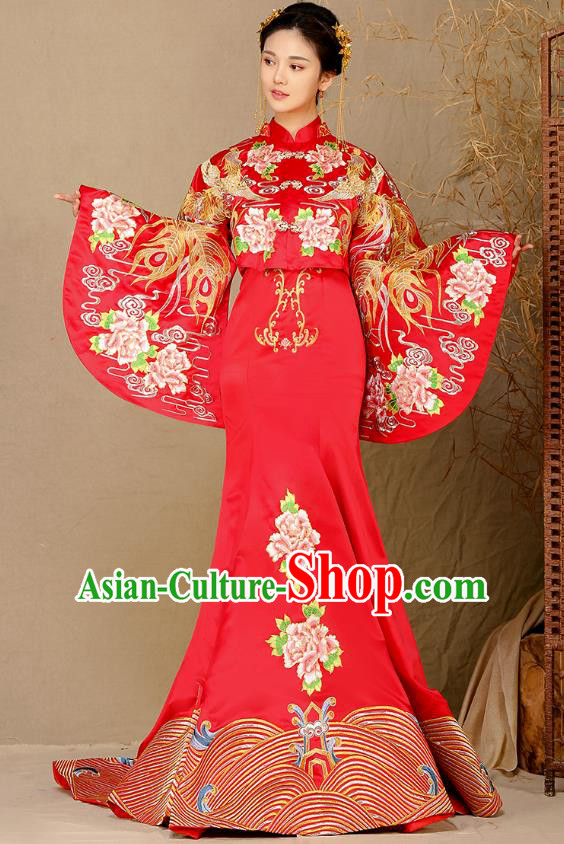 Traditional Chinese Wedding Costumes Traditional Xiuhe Suits Ancient Chinese bridal Full Dress
