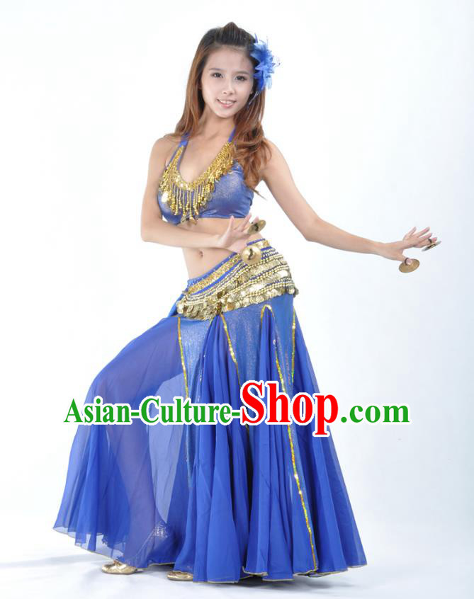 Traditional Indian Bollywood Belly Dance Royalblue Dress Asian India Oriental Dance Costume for Women