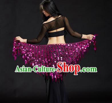 Indian Belly Dance Purple Sequin Waist Scarf Waistband India Raks Sharki Belts for Women