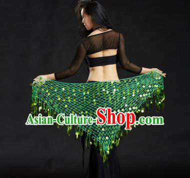 Indian Belly Dance Light Green Sequin Waist Scarf Waistband India Raks Sharki Belts for Women