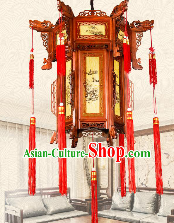 Traditional Chinese Palace Lanterns Handmade Wood Hanging Lantern Ancient Ceiling Lamp