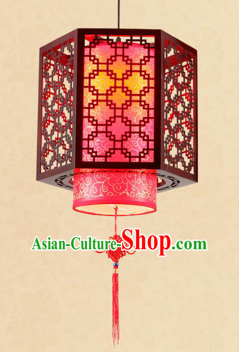 Traditional Chinese Red Hanging Palace Lanterns Handmade Wood Lantern Ancient Ceiling Lamp