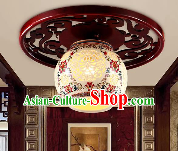 Traditional Chinese Ceiling Palace Lanterns Handmade Pierced Porcelain Lantern Ancient Lamp