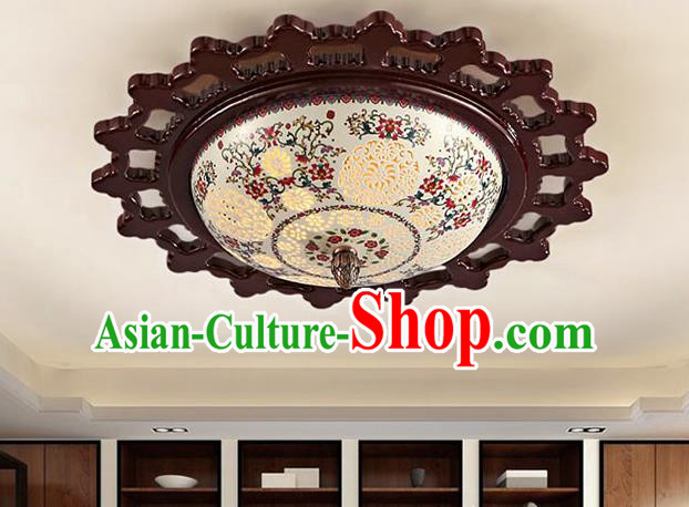 Traditional Chinese Ceiling Palace Lanterns Handmade Pierced Colorful Porcelain Lantern Ancient Lamp