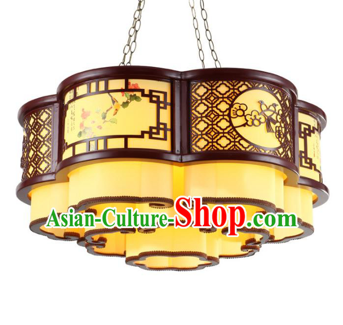 Traditional Chinese Auspicious Clouds Palace Lanterns Handmade Wood Hanging Lantern Ancient Ceiling Lamp