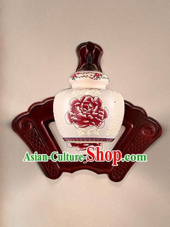 Traditional Chinese Palace Lanterns Handmade Printing Peony Porcelain Wall Lantern Ancient Lamp