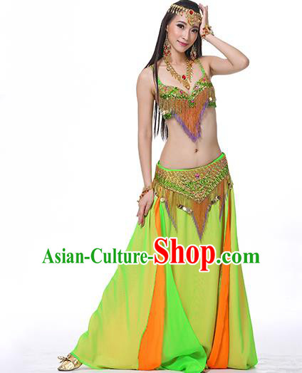 Indian National Belly Dance Clothing India Oriental Dance Sexy Light Green Dress for Women