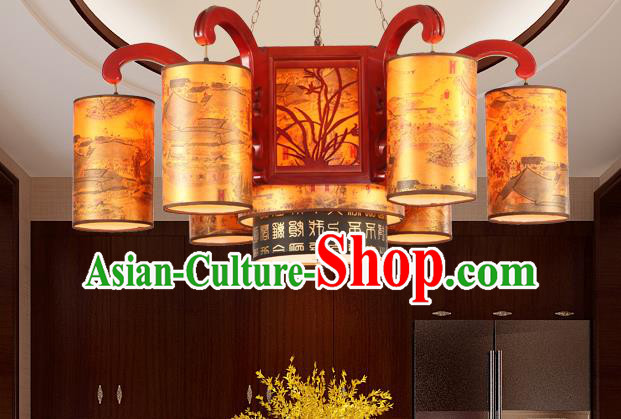 Traditional Chinese Palace Hanging Lanterns Handmade Orchid Lantern Ancient Ceiling Lamp