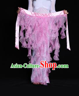 Indian Belly Dance Pink Waist Scarf Waistband India Raks Sharki Belts for Women