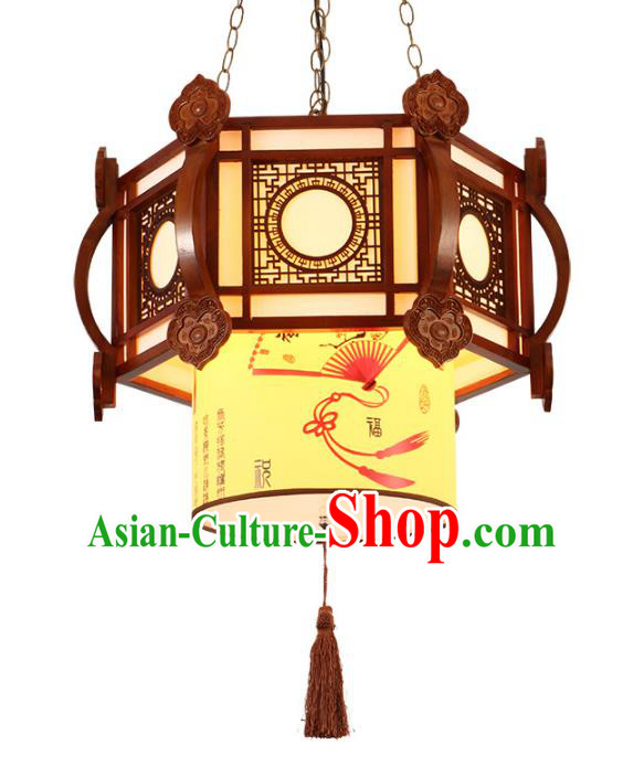 Traditional Chinese Ceiling Wood Palace Lanterns Handmade Wood Carving Lantern Ancient Lamp