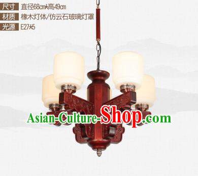 Traditional Chinese Five-lights Ceiling Palace Lanterns Handmade Wood Carving Lantern Ancient Lamp