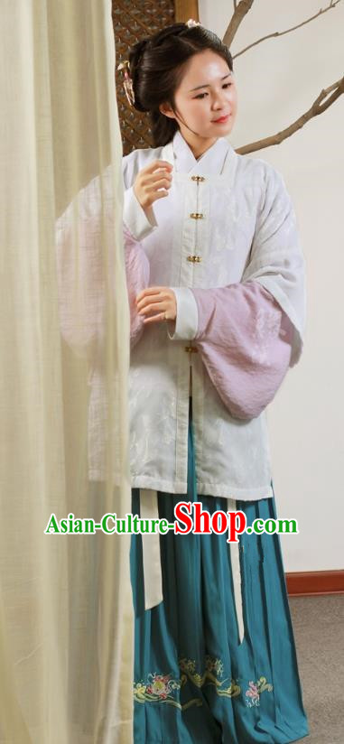 Traditional Chinese Ancient Ming Dynasty Palace Lady Dress Embroidered Clothing for Women