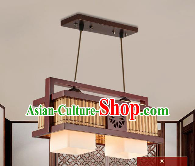 Traditional Chinese Wood Palace Ceiling Lanterns Handmade Two-Lights Hanging Lantern Ancient Lamp