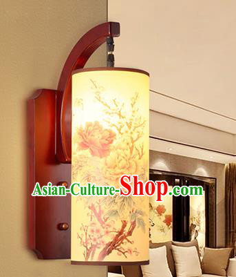 China Handmade Parchment Wall Lantern Painting Peony Lanterns Traditional Lamp