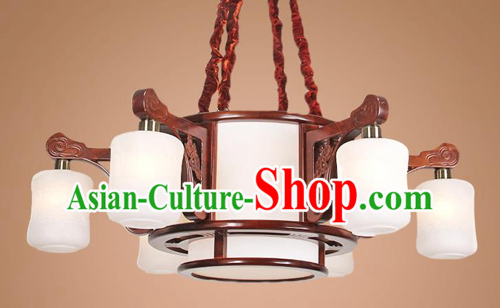 Traditional Chinese Six-Lights Palace Lantern Handmade Wood Hanging Lanterns Ancient Lamp